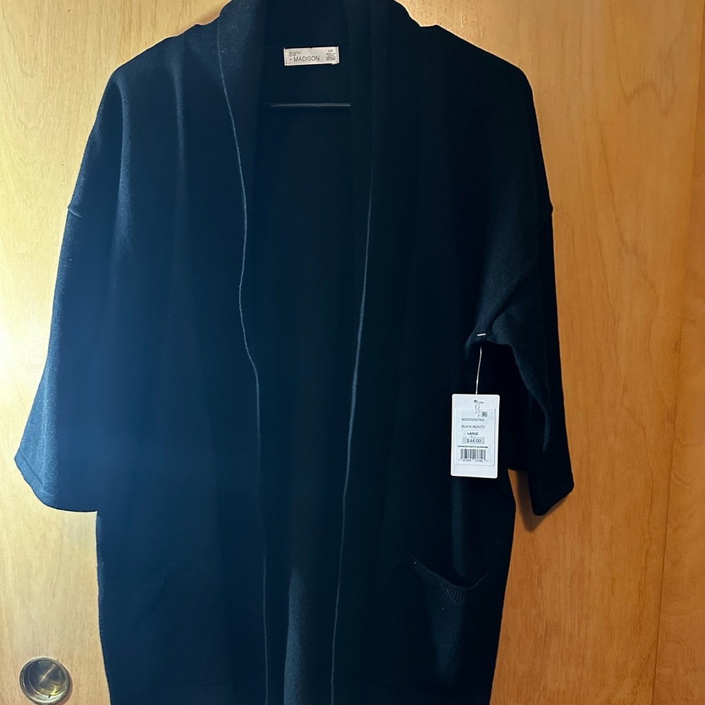 89th &Madison black long cardigan (nwt) L